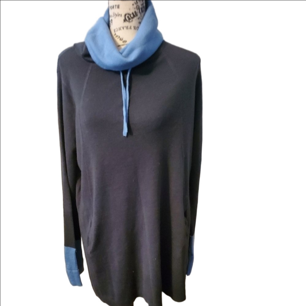 Time For Me Navy Blue Turtleneck Drawstring Sweater XL